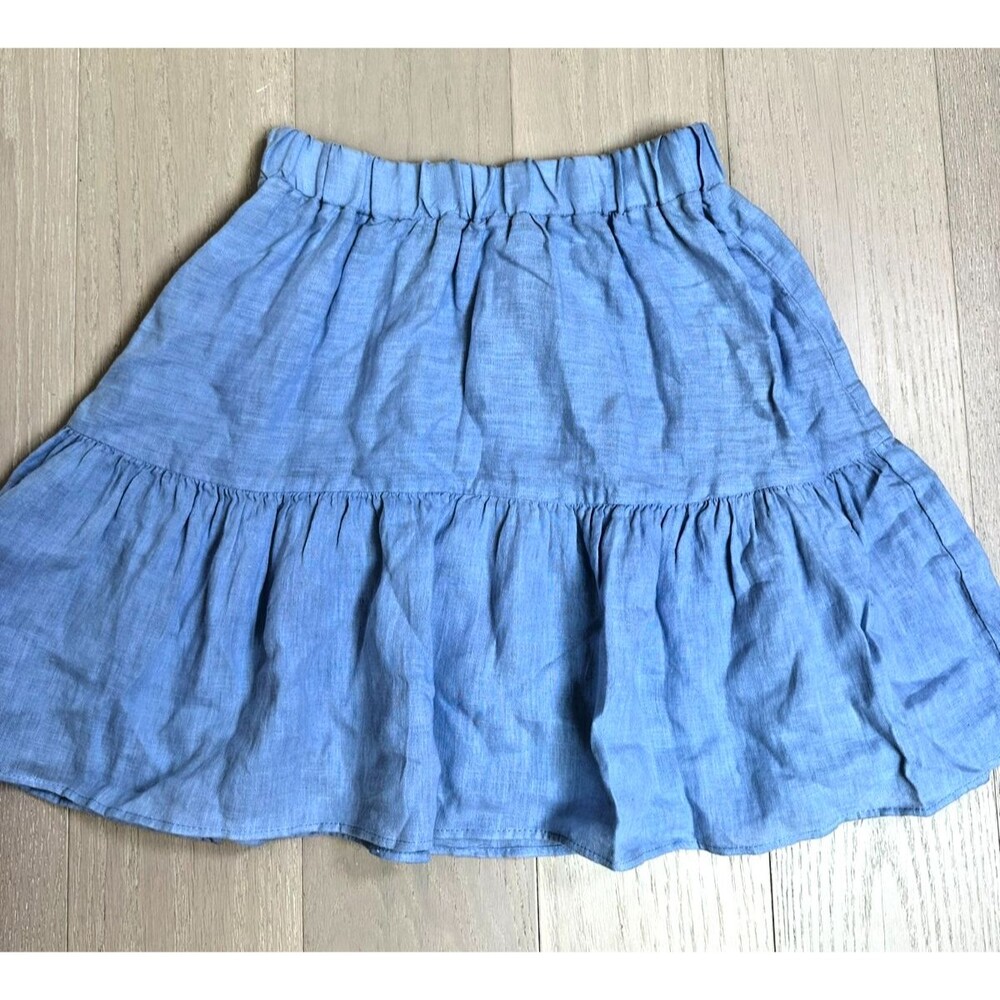 Tiered Linen Peasant Skirt Euro Summer Vacation Breezy Cowgirl Western Deum XS